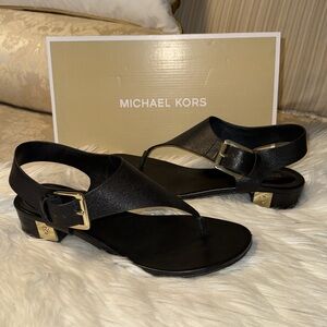 Michael Kors Black Sandals with Gold Accents Size 8.5